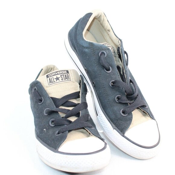 Converse ALL STARS Junior Sz 3.5 Low Top Canvas Lace Up Black Sneakers Shoes - Picture 2 of 9